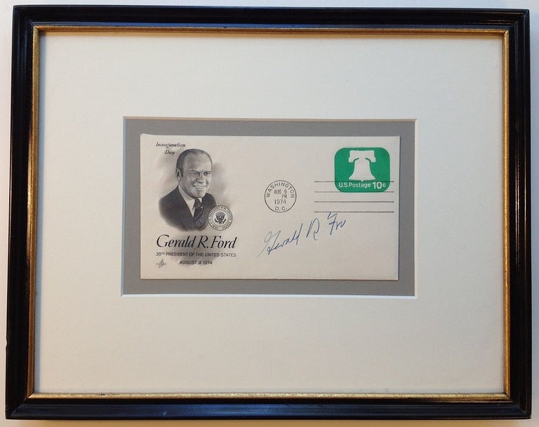 Item #255094 Framed signed envelope commemorating Inauguration Day. Gerald R. FORD, 1913 - 2006.