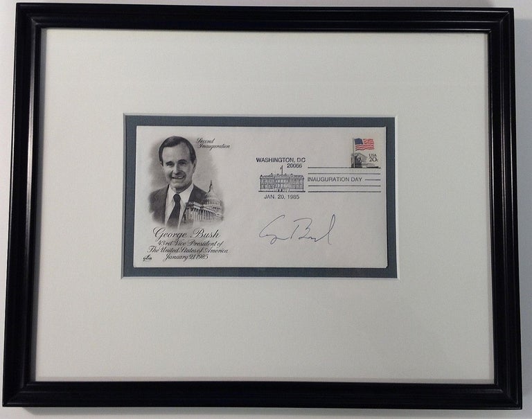 Item #255096 Framed signed envelope commemorating Inauguration Day. George H. W. BUSH, 1924 -.