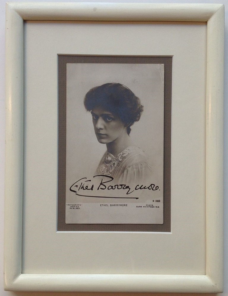 Item #255135 Framed Signed Photo-postcard. Ethel BARRYMORE, 1879 - 1959.