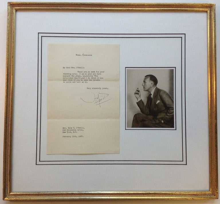 Item #255153 Framed Typed Letter Signed on personal stationery. Noel COWARD, 1899 - 1973.