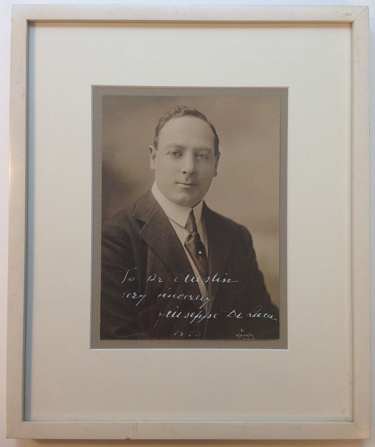 Item #255174 Framed Inscribed Photograph. Giuseppe DE LUCA, 1876 - 1950.