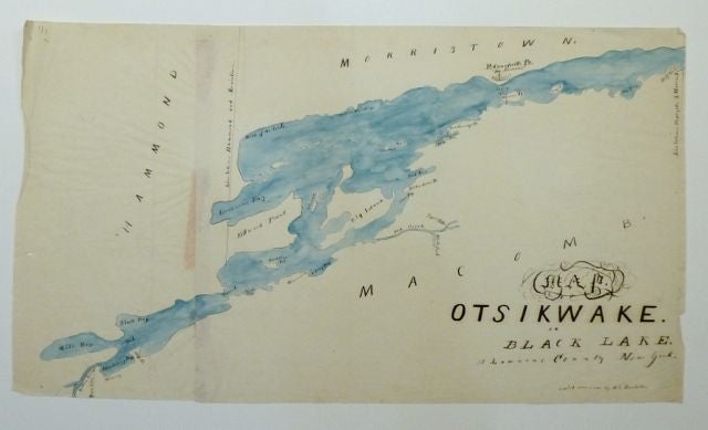 Item #255441 Map of Otsikwake or Black Lake, St. Lawrence County New York. H. L. HAZLETON, Manuscript map.