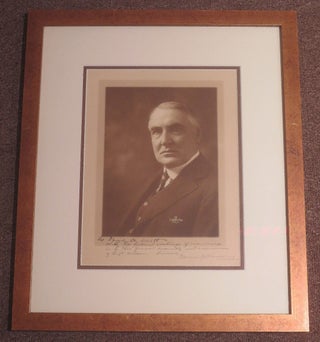Item #256396 Framed Photograph Inscribed to a politial colleague. Warren G. HARDING, 1865 - 1923