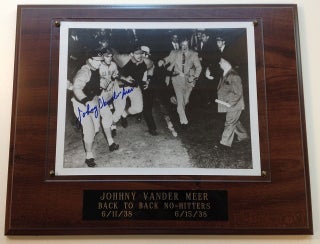 Item #256563 Signed Photograph mounted to a plaque. Johnny VANDER MEER, 1914 - 1997