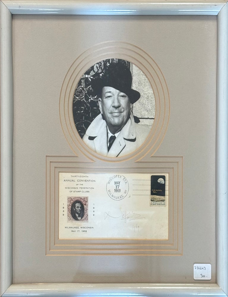 Item #256647 Framed Signed Envelope commemorating stamp collecting. Noel COWARD.