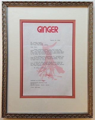 Item #256698 Framed Typed Letter Signed on personal stationery. Ginger ROGERS, 1911 - 1995