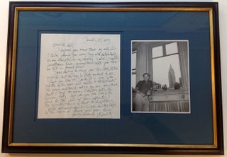 Item #256700 Framed Autographed Letter Signed mentioning his sculpture. Jacques LIPCHITZ, 1891 -...
