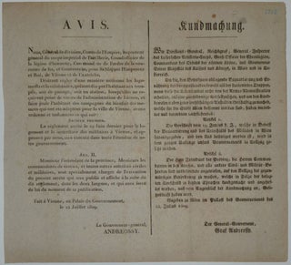 Item #256704 Napoleonic Wars Military Broadside. The Governor-General ANDREOSSY