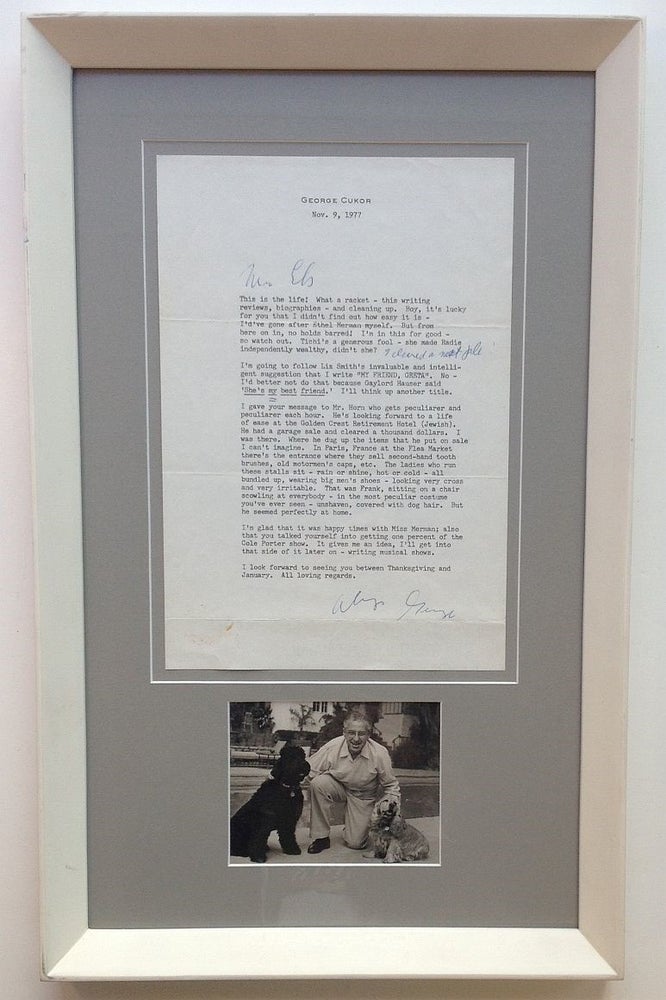 Item #256708 Framed Typed Letter Signed about show business. George CUKOR, 1899 - 1983.