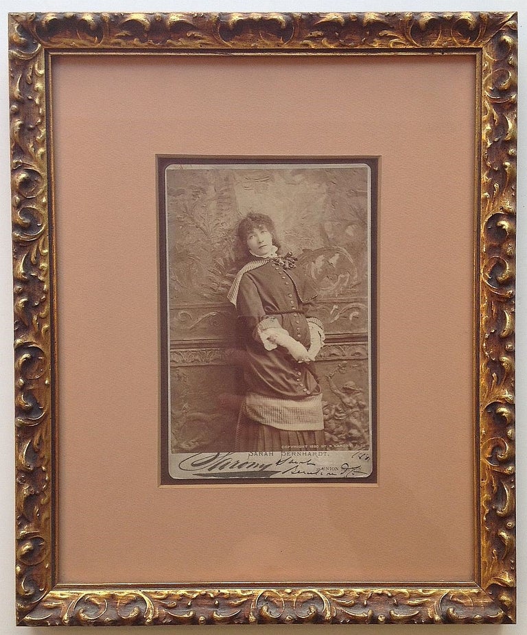 Item #256852 Framed Signed Cabinet Photograph. Sarah BERNHARDT, 1844 - 1923.