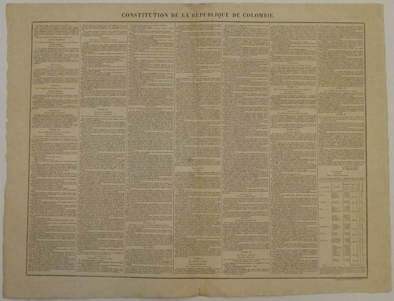 Item #256939 Constitution De La Republique De Colombie. Jean Alexandre BUCHON.