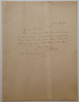 Item #260347 Autographed Letter Signed on personal embossed letterhead. George Washington CABLE,...
