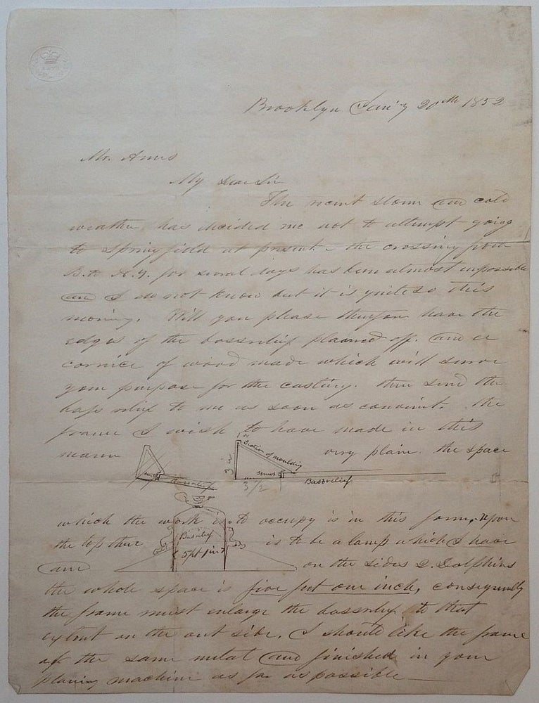 Item #260355 Fine content Autographed Letter Signed with diagrams. Henry Kirk BROWN, 1814 - 1886.