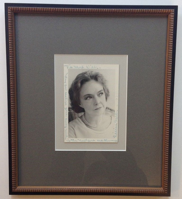 Item #260640 Framed Photograph Inscribed to playwright Max Wilk. Lillian GISH, 1893 - 1993.