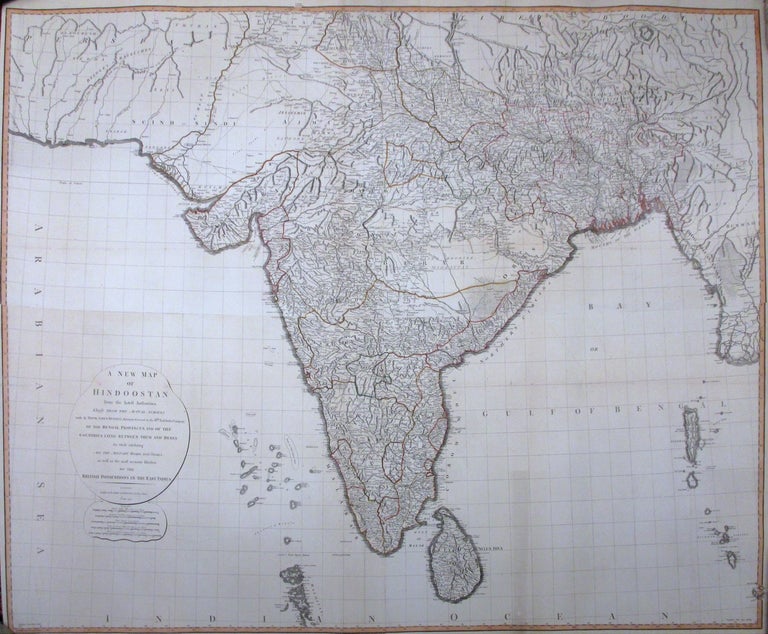 Item #261952 A New Map of Hindoostan from the latest authorities, Chiefly from the actual surveys made by Major James Rennell. LAURIE, WHITTLE.