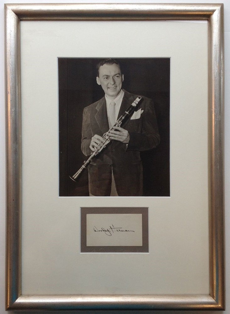 Item #262380 Signature Framed with Photograph. Woody HERMAN, 1913 - 1987.