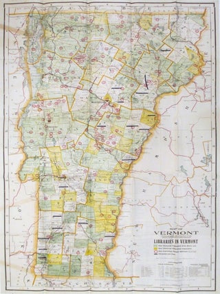 Item #262541 Map of Vermont; Libraries in Vermont. George F. CRAM