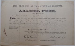 Item #263055 Partly printed document signed as Governor. Asahel PECK, 1803 - 1879