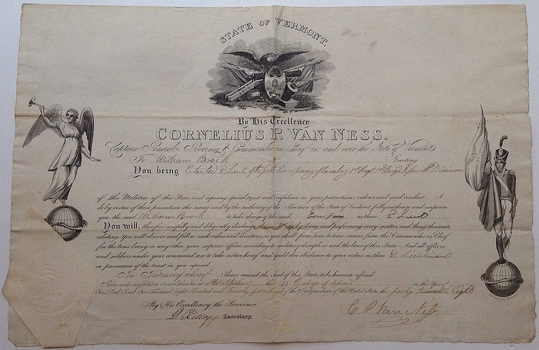 Item #263082 Partly-printed Document Signed. Cornelius P. VAN NESS, 1782 - 1857.