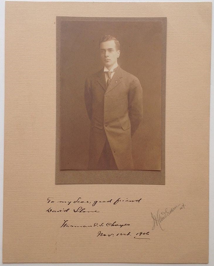 Item #264247 Rare Inscribed Signed Photograph. Herman E. S. CHAYES, 1880 - 1933.