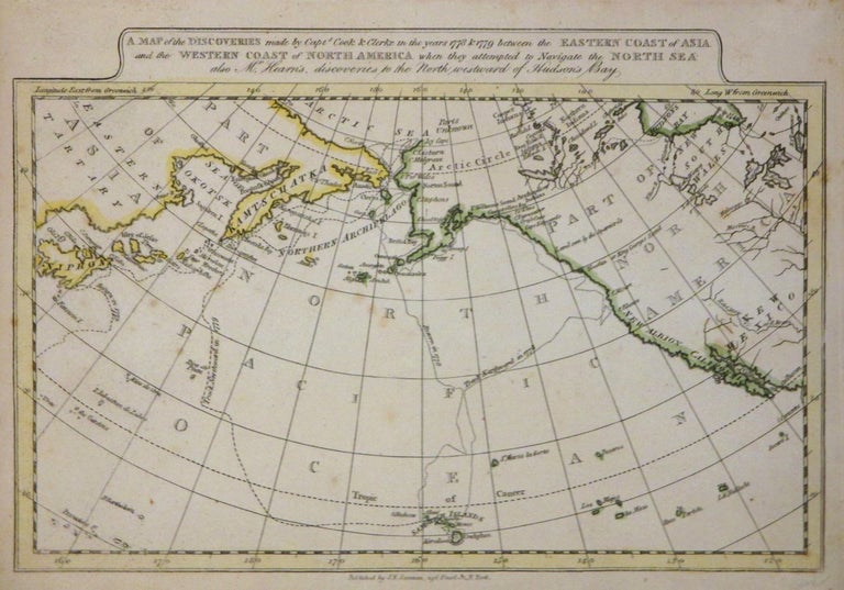 Item #264418 A Map of the Discoveries made by Capts. Cook & Clerke in the years 1778 & 1779 between the Eastern Coast of Asia and the Western Coast of North America when they attempted to Navigate the North Sea also Mr. Hearn's, discoveries to the North westward of Hudson's Bay. J. V. SEAMAN.