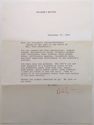 Dick Button on Skates -- inscribed book with a Typed Letter Signed
