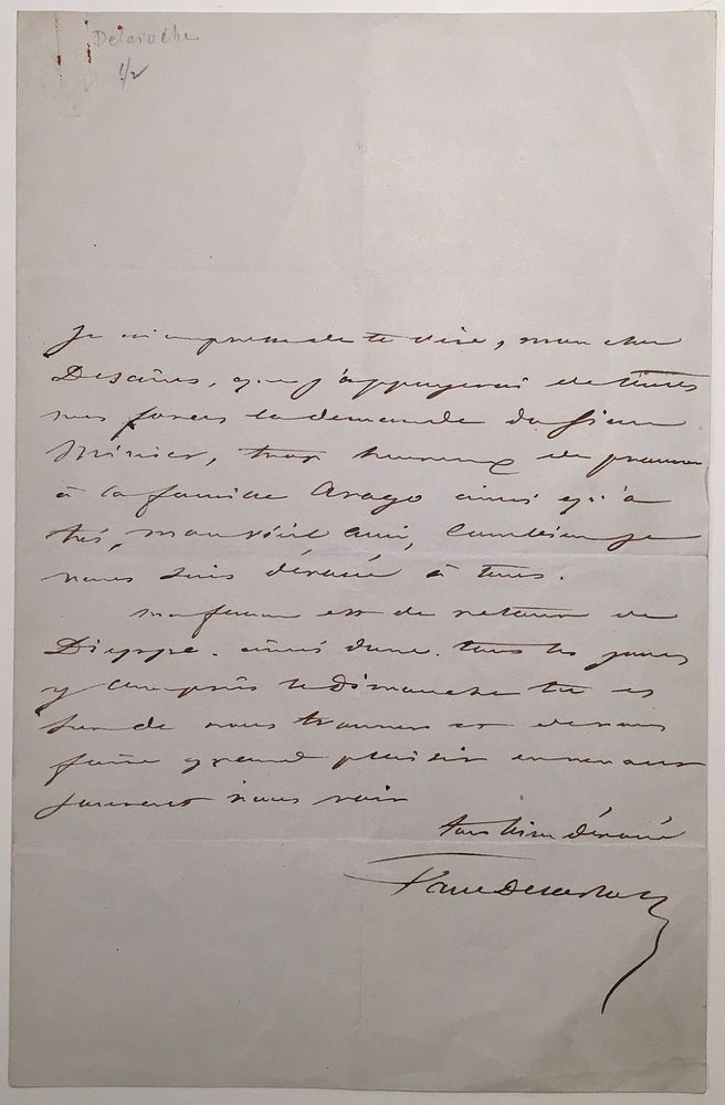 Item #265293 Autographed Letter Signed in French. Paul DELAROCHE, 1797 - 1856.