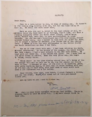 Item #265319 Typed Letter Signed to a fellow philosopher. William C. BARRETT, 1913 - 1992