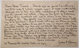 Item #265638 Autographed Letter Signed with small neat handwriting. Louise Imogen GUINEY, 1861 -...