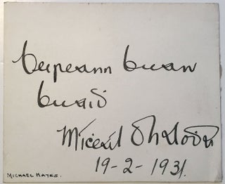 Item #265734 Signed Card with Sentiment. Michael HAYES, 1889 - 1976