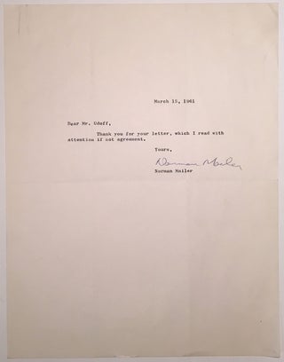 Item #265829 Short Typed Letter Signed. Norman MAILER, 1923 - 2007