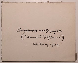 Item #265837 Signed card in Gaelic and English. Desmond FITZGERALD, 1888 - 1947