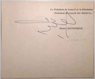 Item #265843 Signed Official Letterhead. Houari BOUMEDIENE