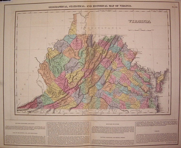 Item #265894 Geographical, Statistical, and Historical Map of Virginia. CAREY, LEA.