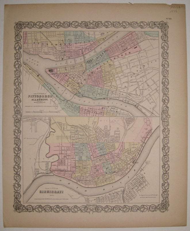 Item #266059 The Cities of Pittsburgh and Allegheny with parts of Adjacent Boroughs, Pennsylvania The City of Cincinnati Ohio. J. H. COLTON.