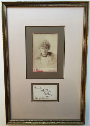 Item #266084 Inscribed Card framed with a vintage Cabinet Photograph. Ellen TERRY, 1847 - 1928