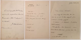 Item #266375 Grouping of three autographed items. FRENCH LITERARY FIGURES