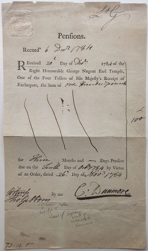 Item #266393 Partially Printed Document Signed. Thomas GIBBONS, 1757 - 1826.