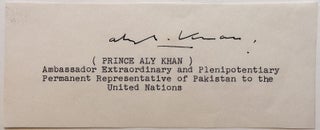 Item #266412 Scarce Signature in Arabic. PRINCE ALY KHAN, 1911 - 1960
