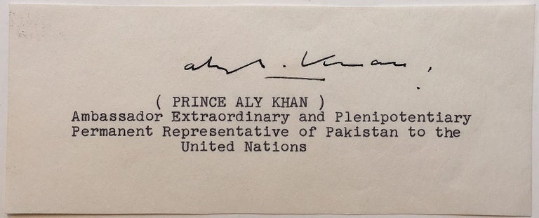 Item #266412 Scarce Signature in Arabic. PRINCE ALY KHAN, 1911 - 1960.