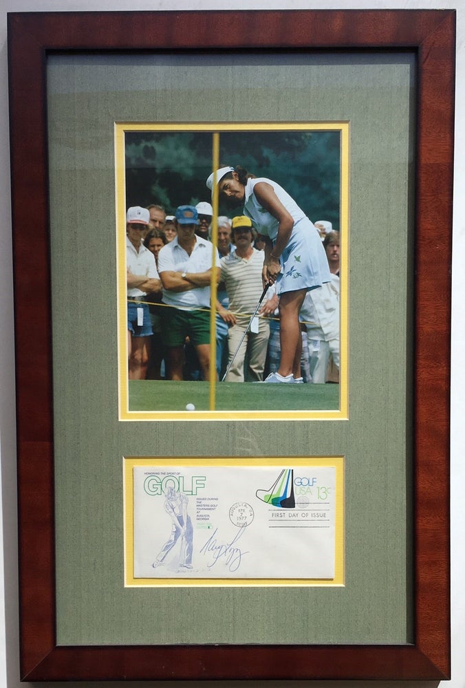 Item #266461 Framed Signed Envelope commemorating Golf. Nancy LOPEZ, 1957 -.