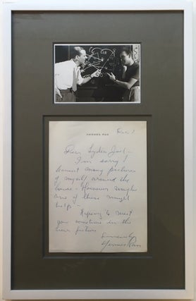 Item #266552 Framed Autographed Letter Signed. Hermes PAN, 1910 - 1990