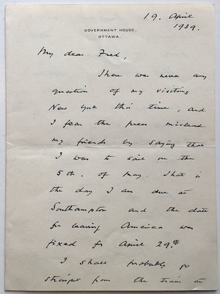 Item #266566 Autographed Letter Signed "S.B." Stanley BALDWIN