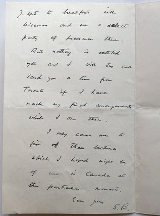 Autographed Letter Signed "S.B."