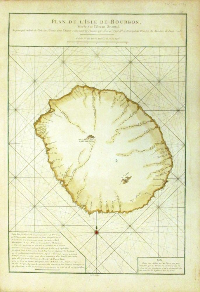 Item #266584 Plan de l'Isle de Bourbon, Situee sur l'Ocean Oriental. Jean Baptiste Nicolas Denis d' APRES DE MANNEVILLETTE.