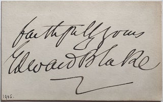 Item #266636 Signed Card. Edward BLAKE, 1833 - 1912