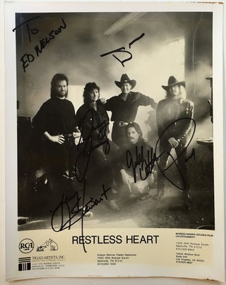 Item #266671 Promotional photographed signed by all five band members. RESTLESS HEART