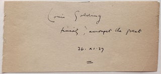 Item #266764 Signed Quotation. Louis GOLDING, 1895 - 1958