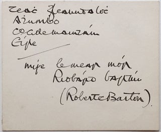 Item #266809 Signed Card in Gaelic. Robert BARTON, 1881 - 1975