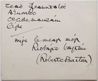 Item #266809 Signed Card in Gaelic. Robert BARTON
